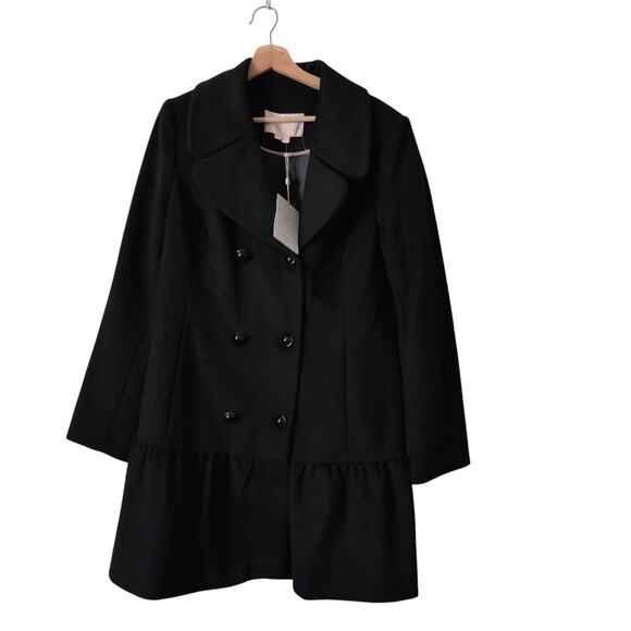 NWT Gal Meets Glam Wool Blend Peacoat Trench Coat Womens Large Classy New $270 - Picture 3 of 7